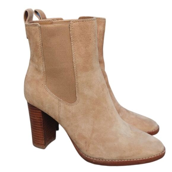 Tan Suede Ralph Lauren Heeled Ankle Boots sz 8.5